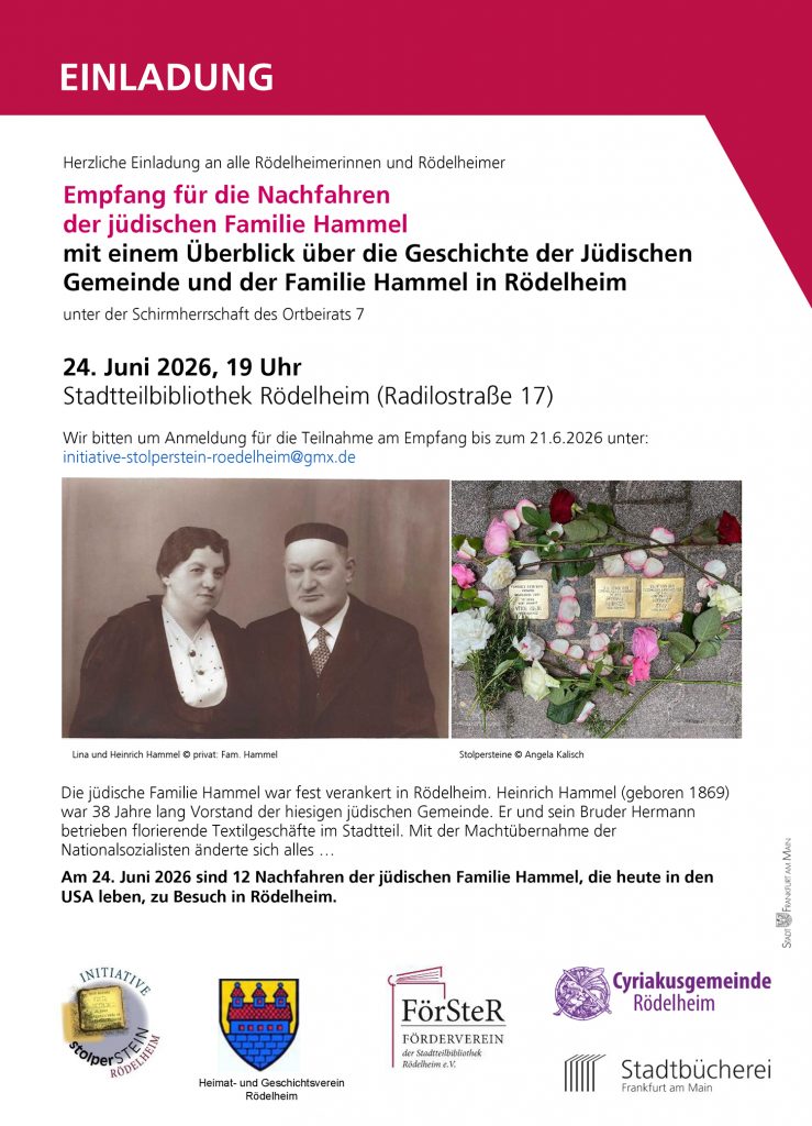 Plakat Einladung zum Empfang der Nachfahren der Familie Hammel
